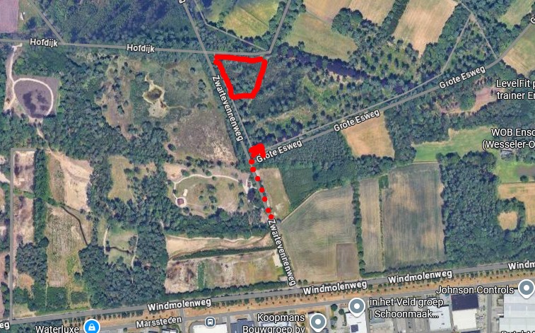 Luchtfoto met werklocatie en omgeving