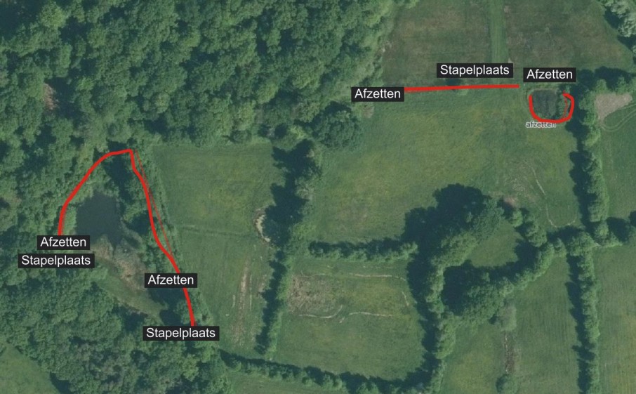 Luchtfoto met ingetekende werkzaamheden