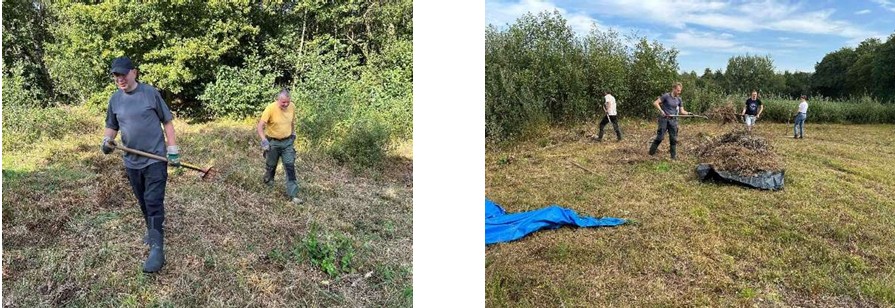 Vrijwillgers aan het werk op Varviksveld